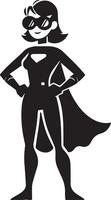 mínimo gracioso súper héroe cómic plano personaje vector silueta, negro color silueta, blanco antecedentes 11