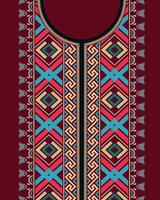 The colorful neck embroidered pattern design in a retro style vector