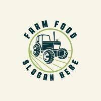 Farm logo. Template with farm landscape. Vector illustration.