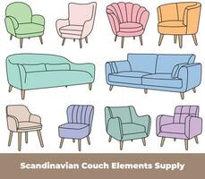 escandinavo sofá elementos suministro vector