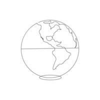 continuous single line earth globe world map outline vector art drawing and world earth day simple design