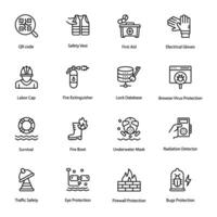 Safety and Protection Line Vector Icons Set