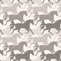 Vector seamless pattern of hand drawn sketch of running horse silhouette isolated on light background.