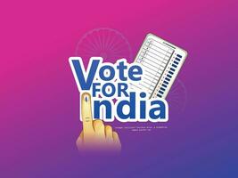 ilustración de demostración votación dedo con electrónico votación máquina, votar para India. vector