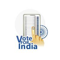 ilustración de demostración votación dedo con electrónico votación máquina, votar para India. vector