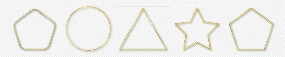 Gold glowing different geometric shape frame vector