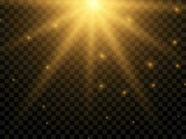 Sunlight on a background. Isolated yellow rays of light. Vector illustration