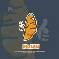 molen mascota, calle comida deleitar, levantamiento un Pulgares hacia arriba diseño, un crujiente indonesio tratar en perfil vector