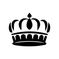 corona icono. un simple, negro silueta de real corona. vector ilustración aislado en blanco antecedentes. ideal para logotipos, emblemas, insignias. lata ser usado en marca, web diseño