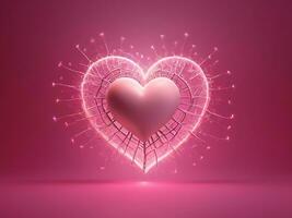 AI generated Romantic Glowing Hearts Image Neural Network Designed Valentine's Background photo