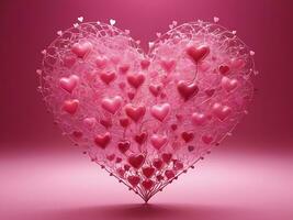 AI generated Digital Love Neural Network Created Hearts on Pink for Valentine's Designs photo