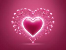 AI generated Digital Love Neural Network Created Hearts on Pink for Valentine's Designs photo