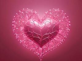 ai generado romántico brillante corazones imagen neural red diseñado San Valentín antecedentes foto
