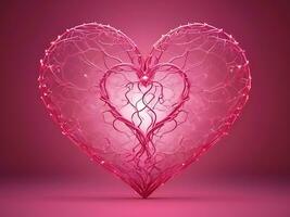 AI generated Digital Love Neural Network Created Hearts on Pink for Valentine's Designs photo