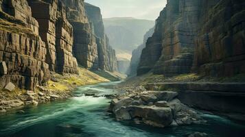 ai generado valles tectónico meseta paisaje foto