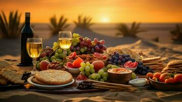 ai generado al aire libre relajación picnic comida foto