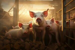 AI generated Piglets on the farm photo