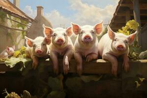 AI generated Piglets on the farm photo