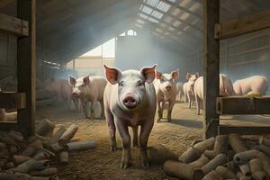 AI generated Piglets on the farm photo