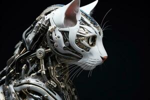 AI generated Artificial intelligence robot cat. Futuristic concept photo