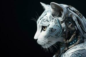 AI generated Artificial intelligence robot cat. Futuristic concept photo