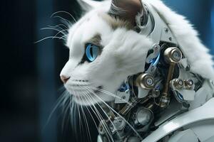 AI generated Artificial intelligence robot cat. Futuristic concept photo