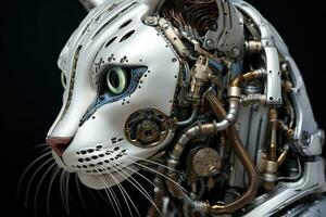 AI generated Artificial intelligence robot cat. Futuristic concept photo