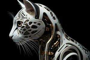 AI generated Artificial intelligence robot cat. Futuristic concept photo