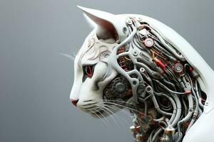 AI generated Artificial intelligence robot cat. Futuristic concept photo