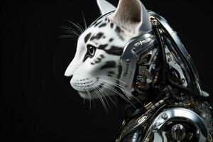 AI generated Artificial intelligence robot cat. Futuristic concept photo