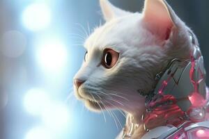 AI generated Artificial intelligence robot cat. Futuristic concept photo