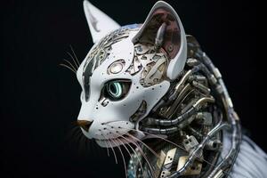 AI generated Artificial intelligence robot cat. Futuristic concept photo