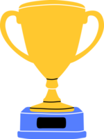 gaming wijnoogst en retro element. kampioen kop in vlak lijn stijl. hand- getrokken grafisch winnaar's trofee, symbool van zege in sport, eerste plaats. PNG illustratie voor decoratie, logo, sticker, icoon