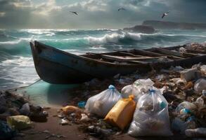 ai generado un ambiental desastre en un playa. ai generado foto