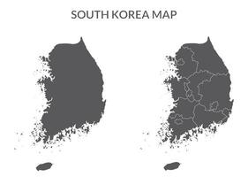 sur Corea mapa conjunto en gris color vector