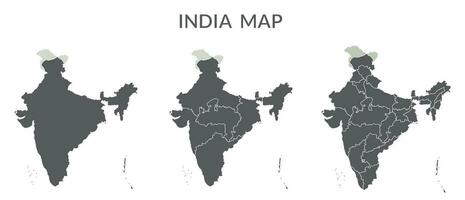 India mapa conjunto en gris color vector