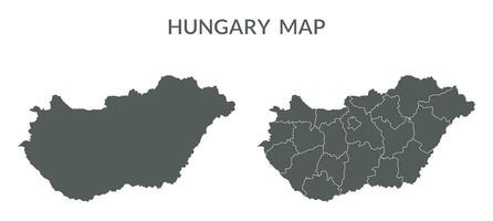 Hungary map set in grey color vector