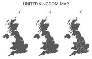 United Kingdom Regions map. Map of United Kingdom in set in grey color vector