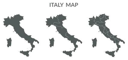 Italy map set in grey color vector