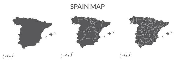 España mapa conjunto de gris color vector