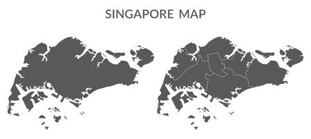 Singapur mapa conjunto en gris color vector