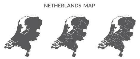 Países Bajos mapa. mapa de Holanda en conjunto en gris color vector