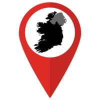 Red Pointer or pin location with Ireland and North map inside. Map of Ireland and North png