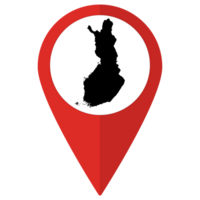 Red Pointer or pin location with Finland map inside. Map of Finland png