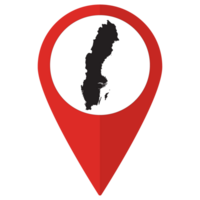 Red Pointer or pin location with Sweden map inside. Map of Sweden png