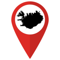 Red Pointer or pin location with Iceland map inside. Map of Iceland png