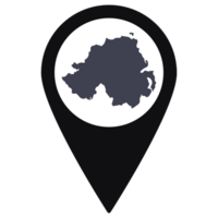 Black Pointer or pin location with Northern Ireland map inside. Map of Northern Ireland png