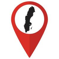 Red Pointer or pin location with Sweden map inside. Map of Sweden vector