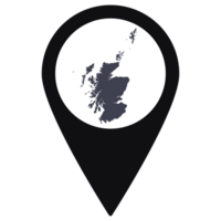 Black Pointer or pin location with Scotland map inside. Map of Scotland png