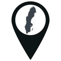 Black Pointer or pin location with Sweden map inside. Map of Sweden vector